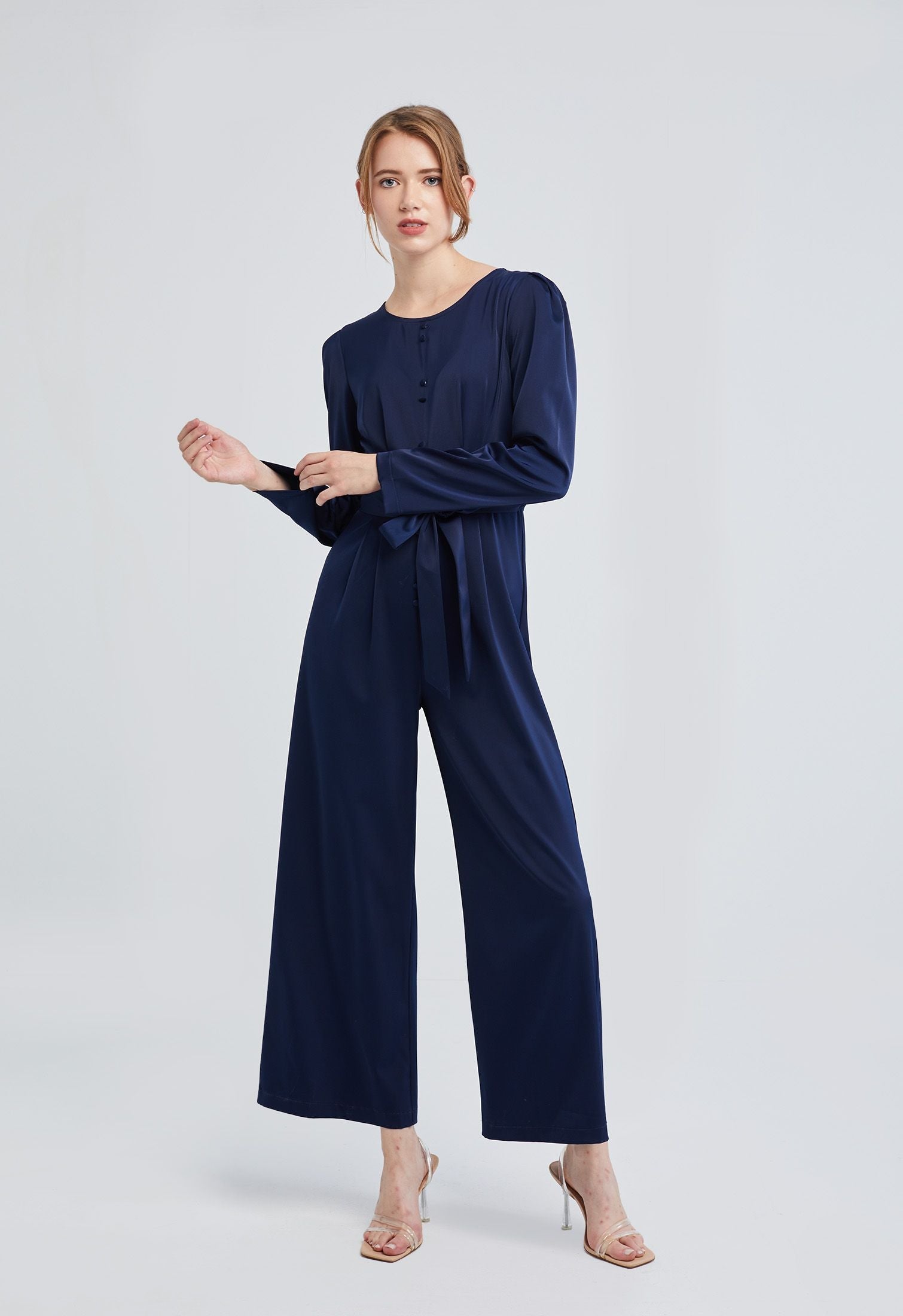 Alternate Dual Button Satin Jumpsuit