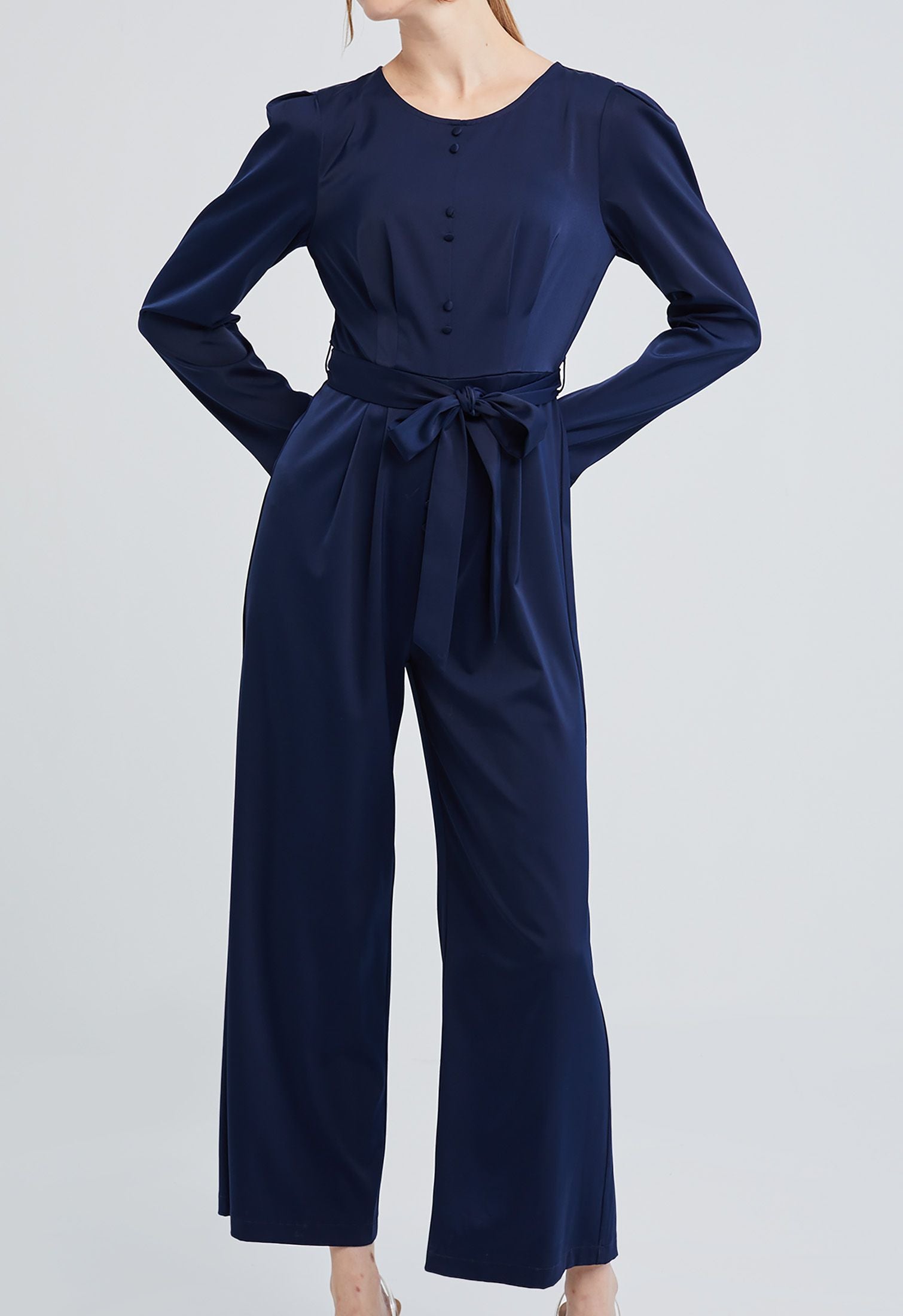 Alternate Dual Button Satin Jumpsuit