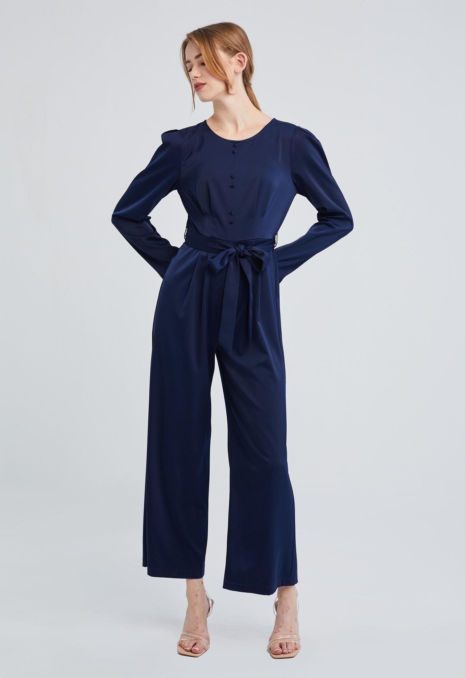 Alternate Dual Button Satin Jumpsuit