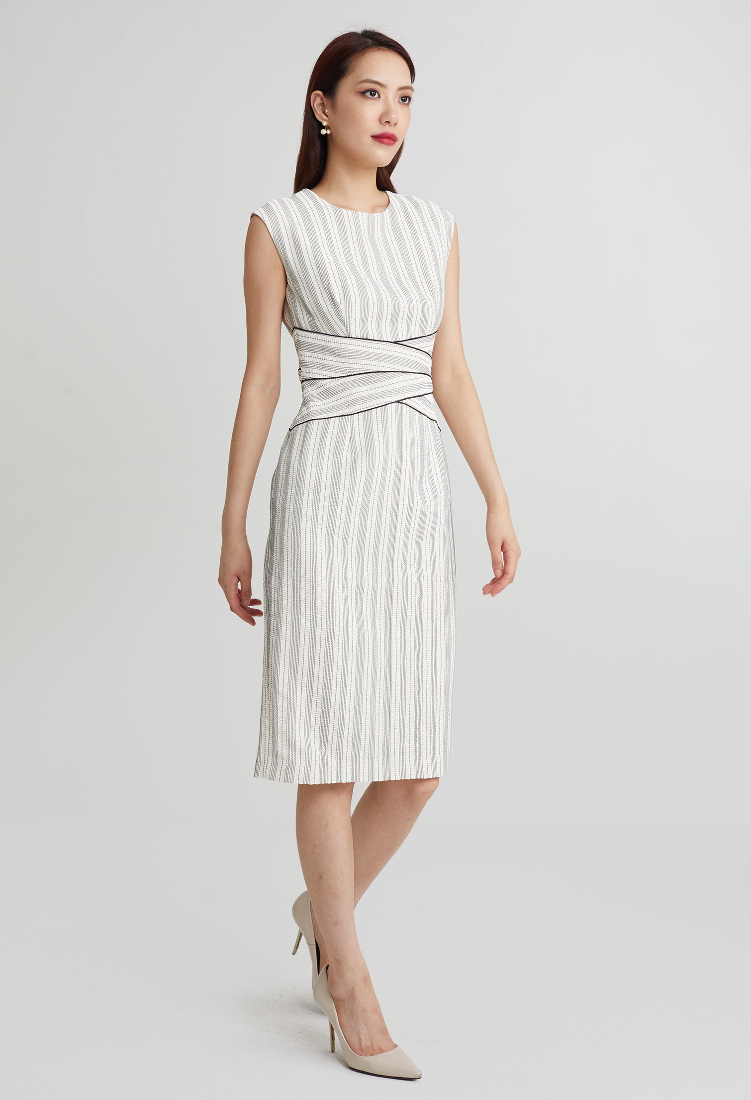 Stacked-On Stripe Midi Dress