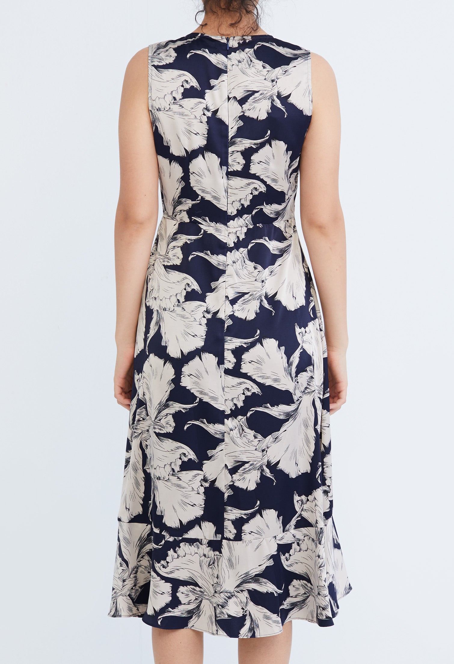Floral Leaf Indigo Wrap Dress