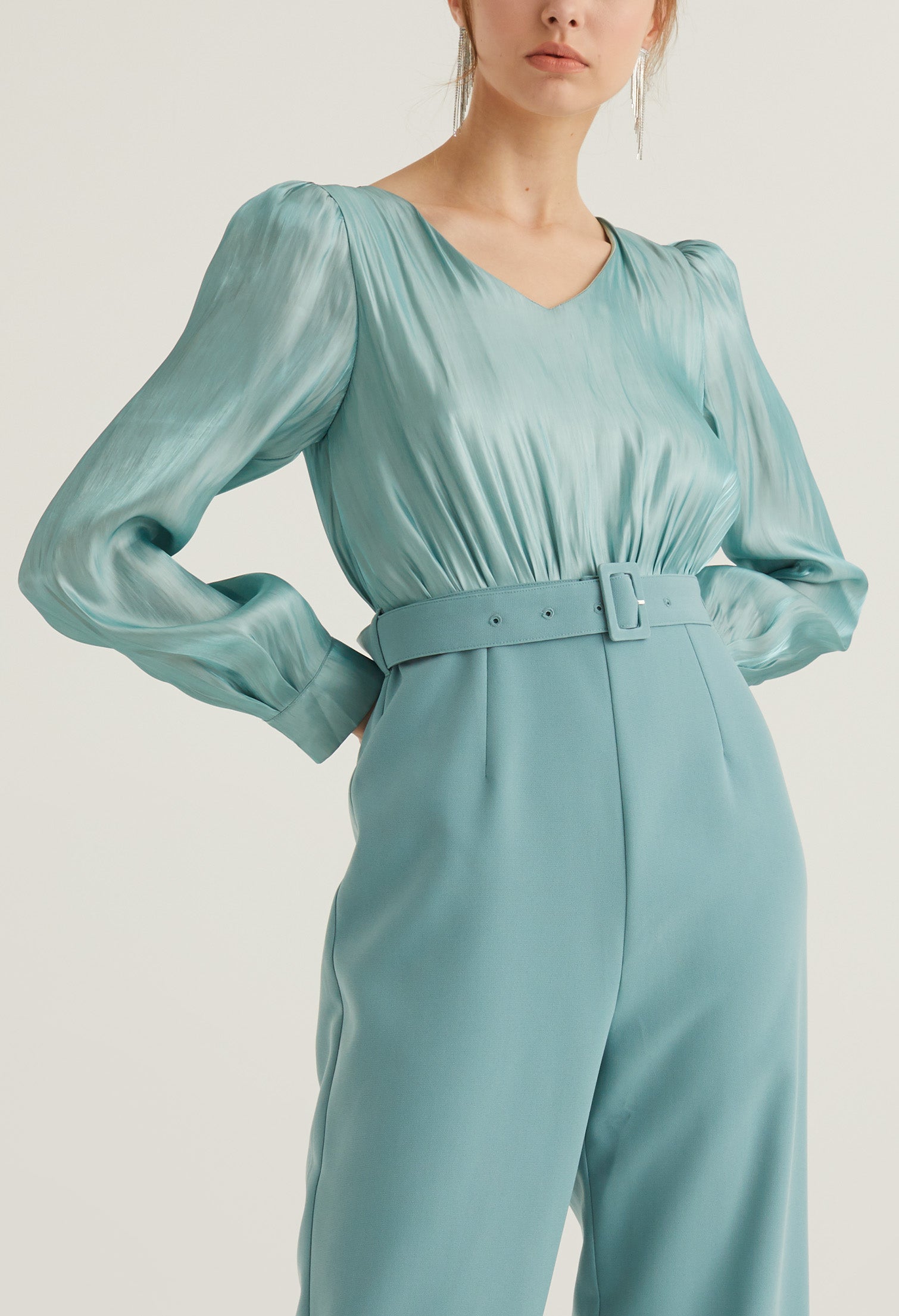 Reflective Party Belted Jumpsuit