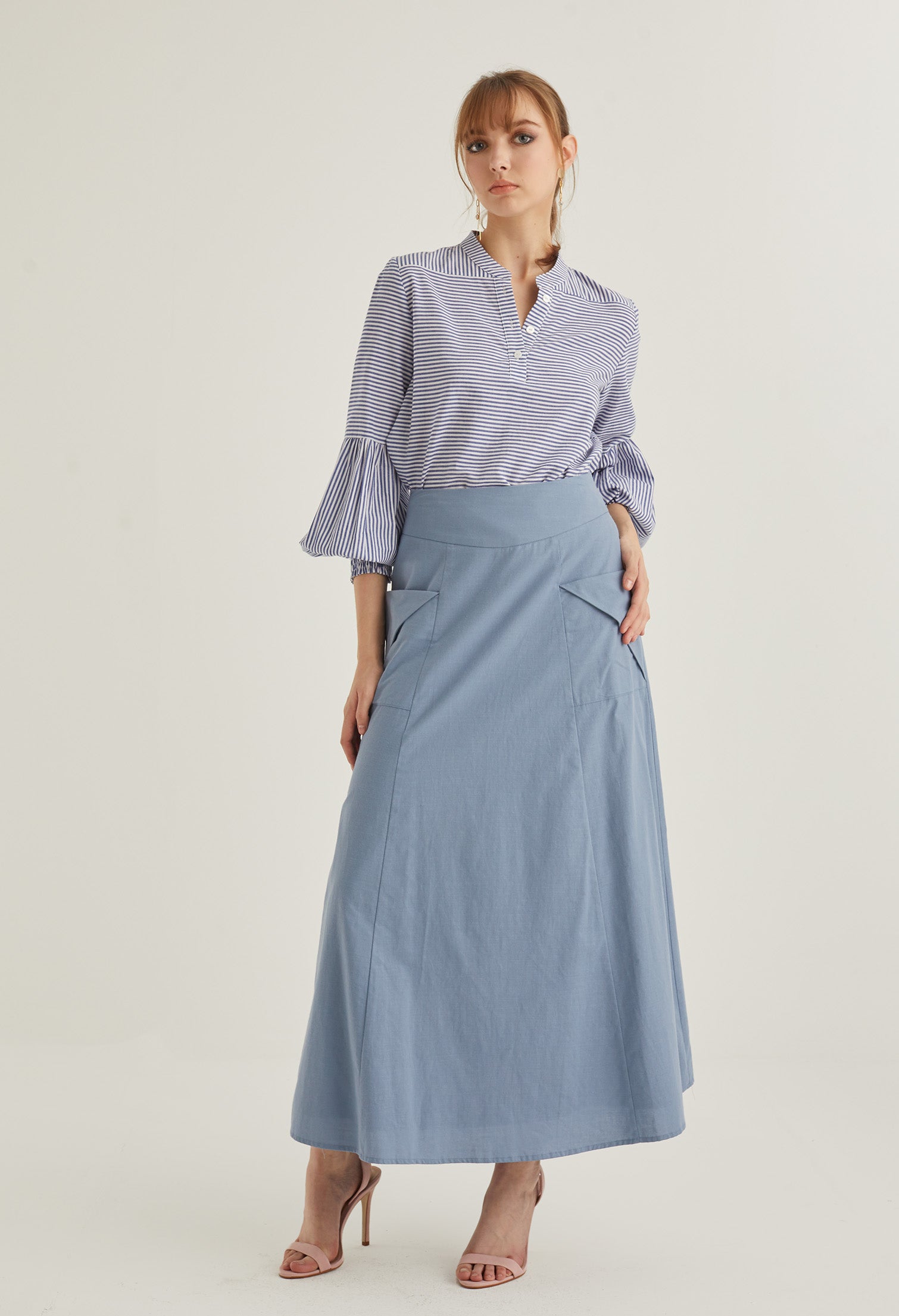 Folded Detail Circle Maxi Skirt