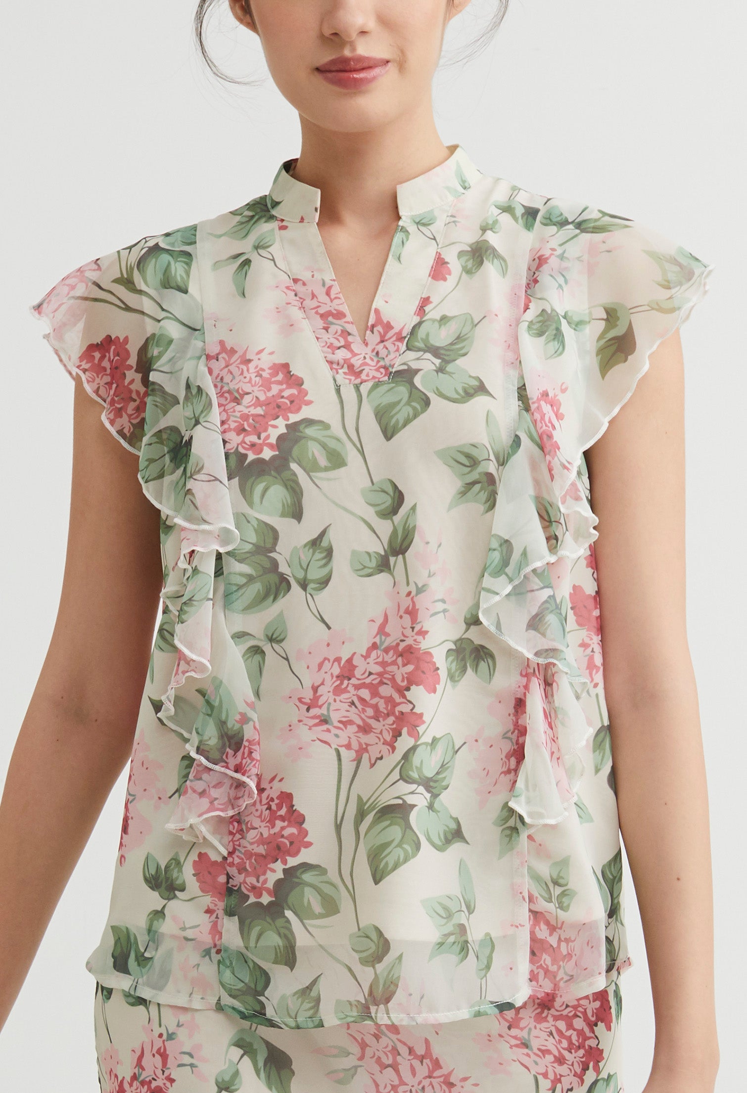 Sweetheart Floral Cap Sleeve Blouse