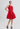 Crimson Embossed Bloom Midi Dress
