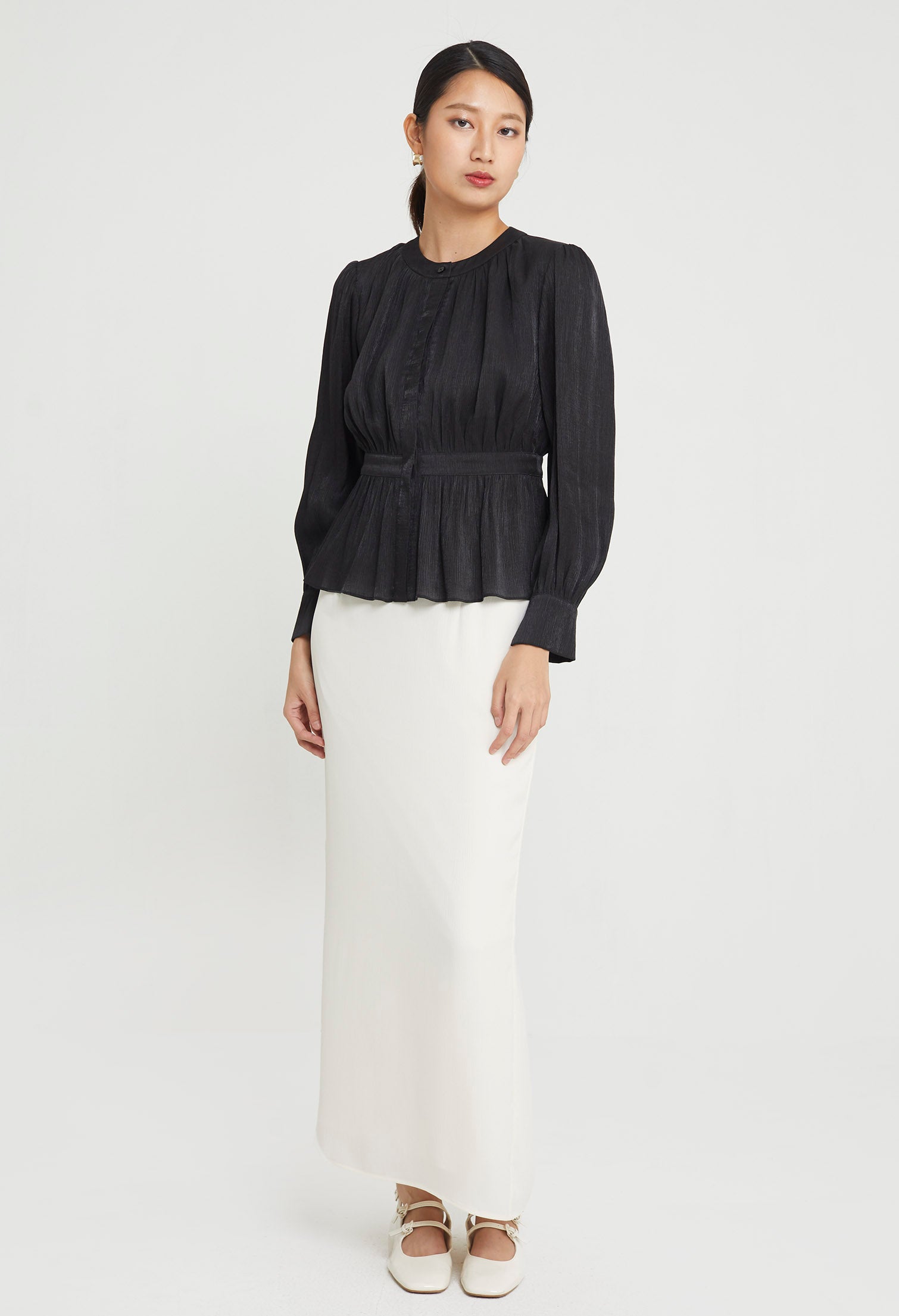 Chiffon Pleated Puff Top