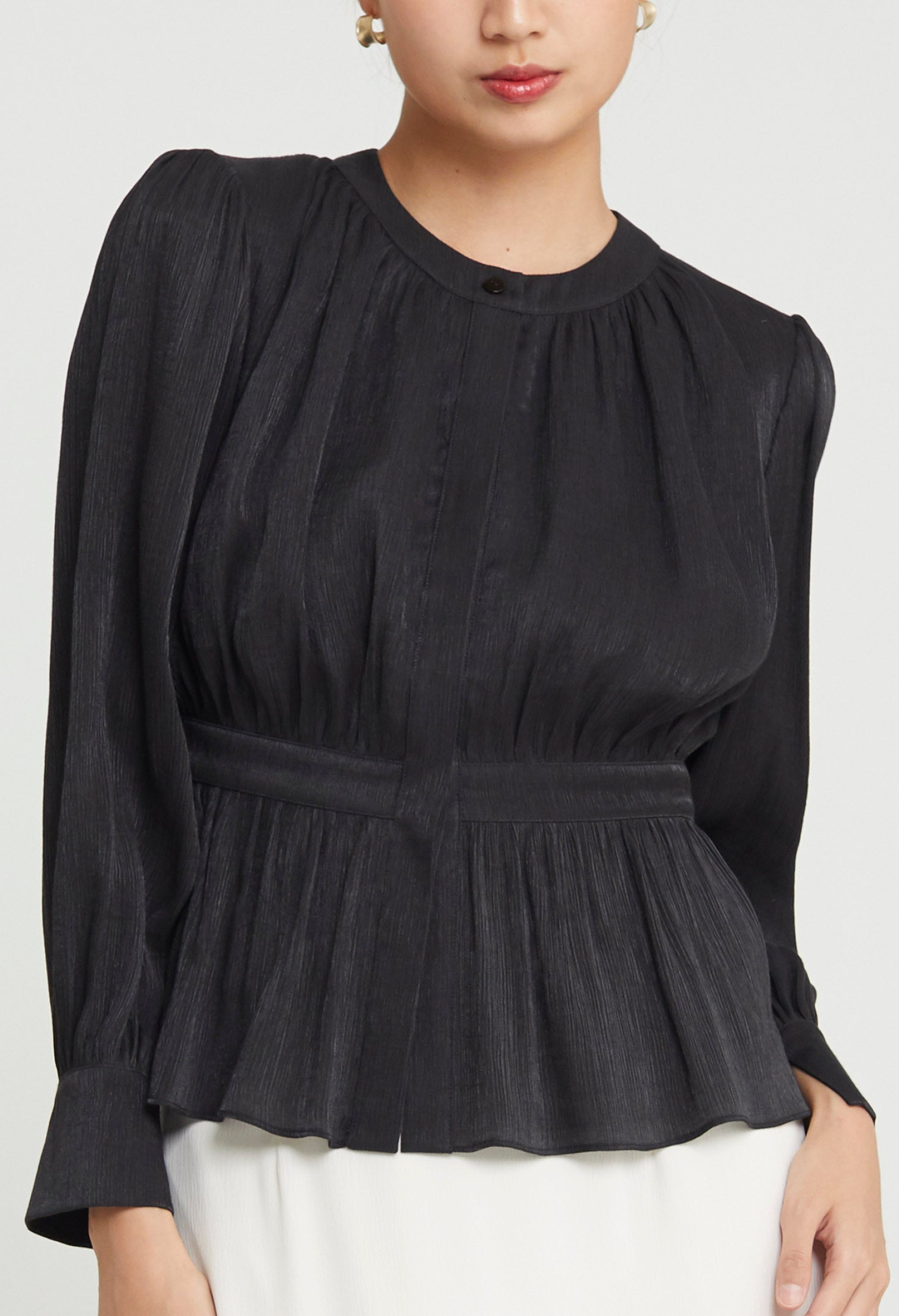 Chiffon Pleated Puff Top