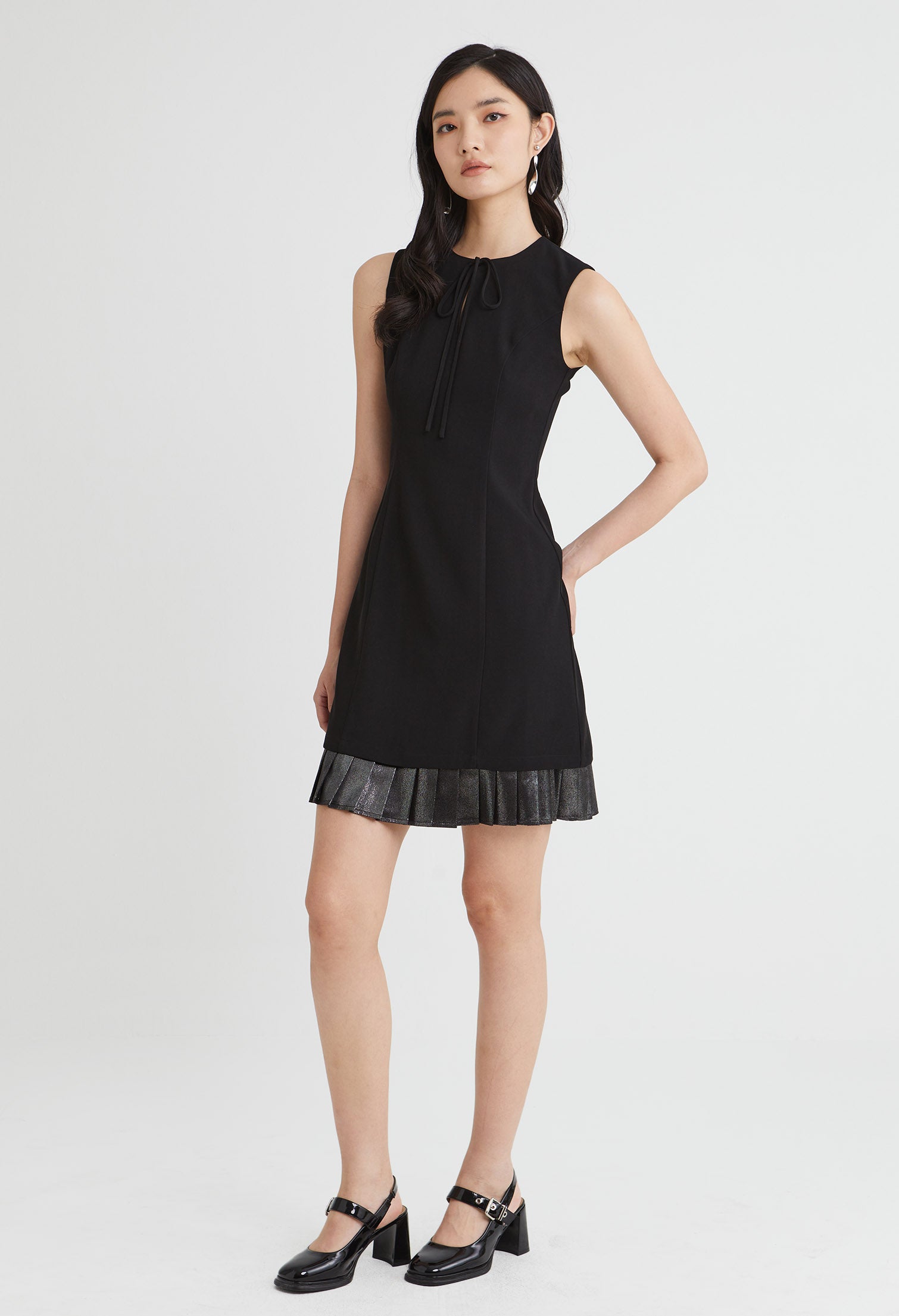 Layered Pleated Midi Dress