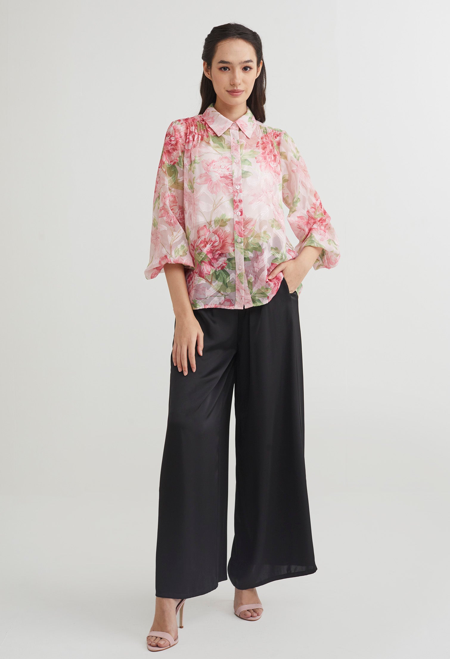 Floral Shimmer Chiffon Blouse