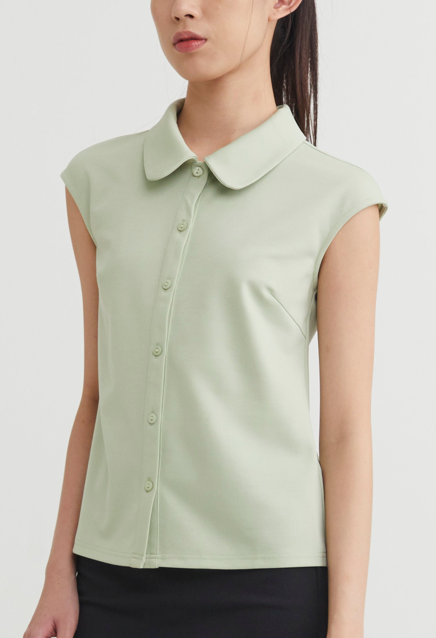 Weekday Cap Sleeve Button Down Top