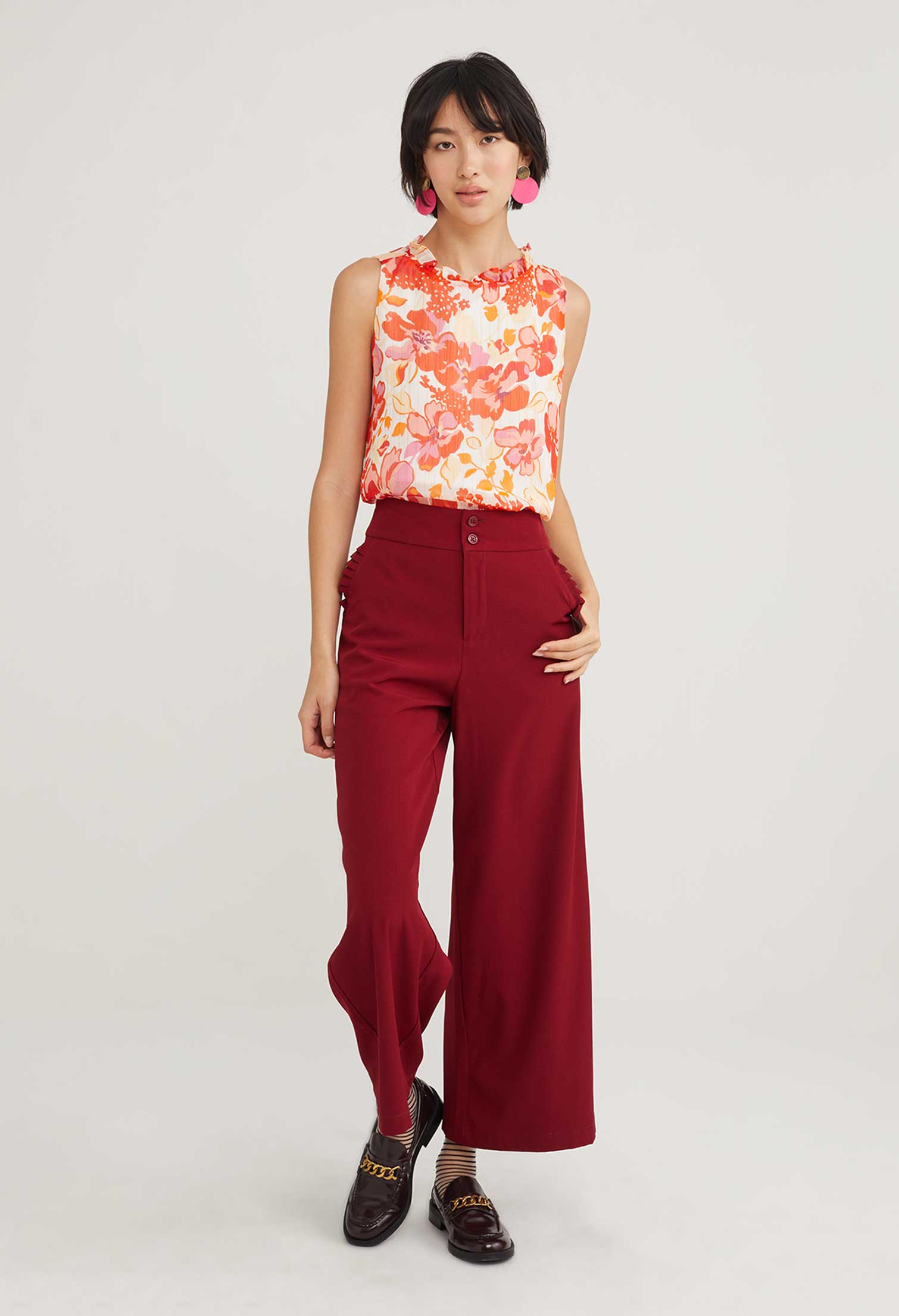 Dual Accent Wide Leg Trousers