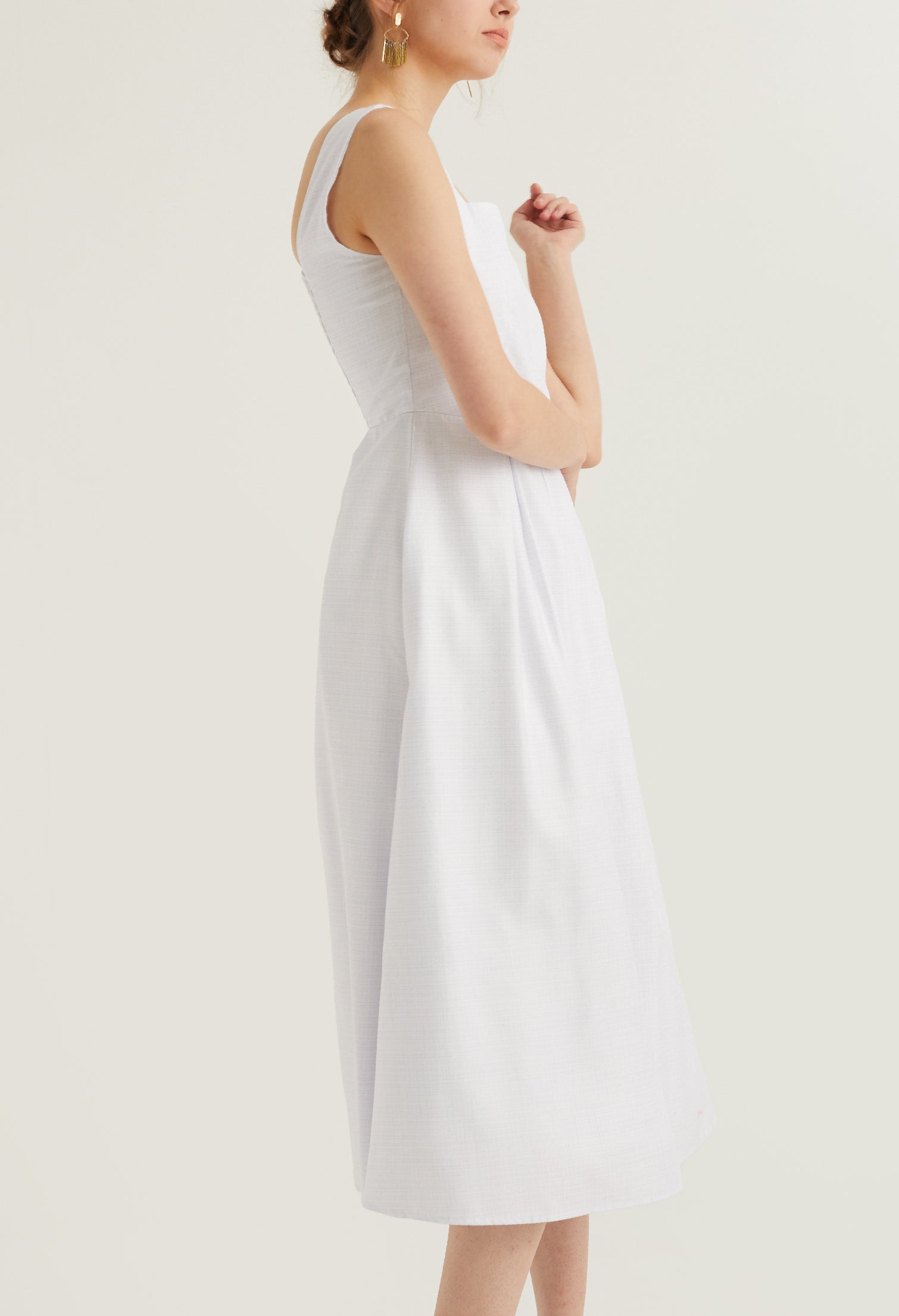 Square Neck Pinafore Midi Dress