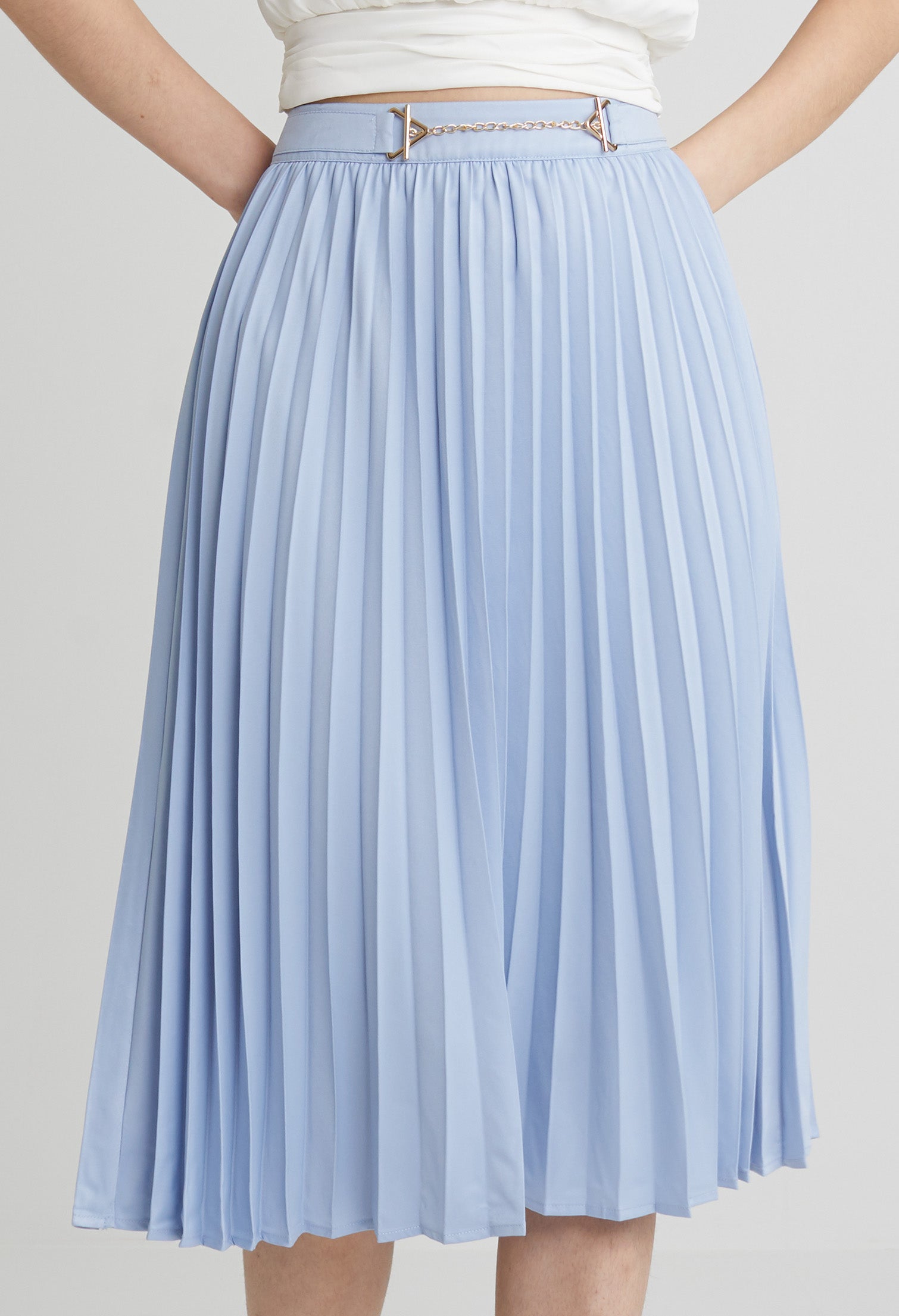 Elegant Column Pleated Midi Skirt