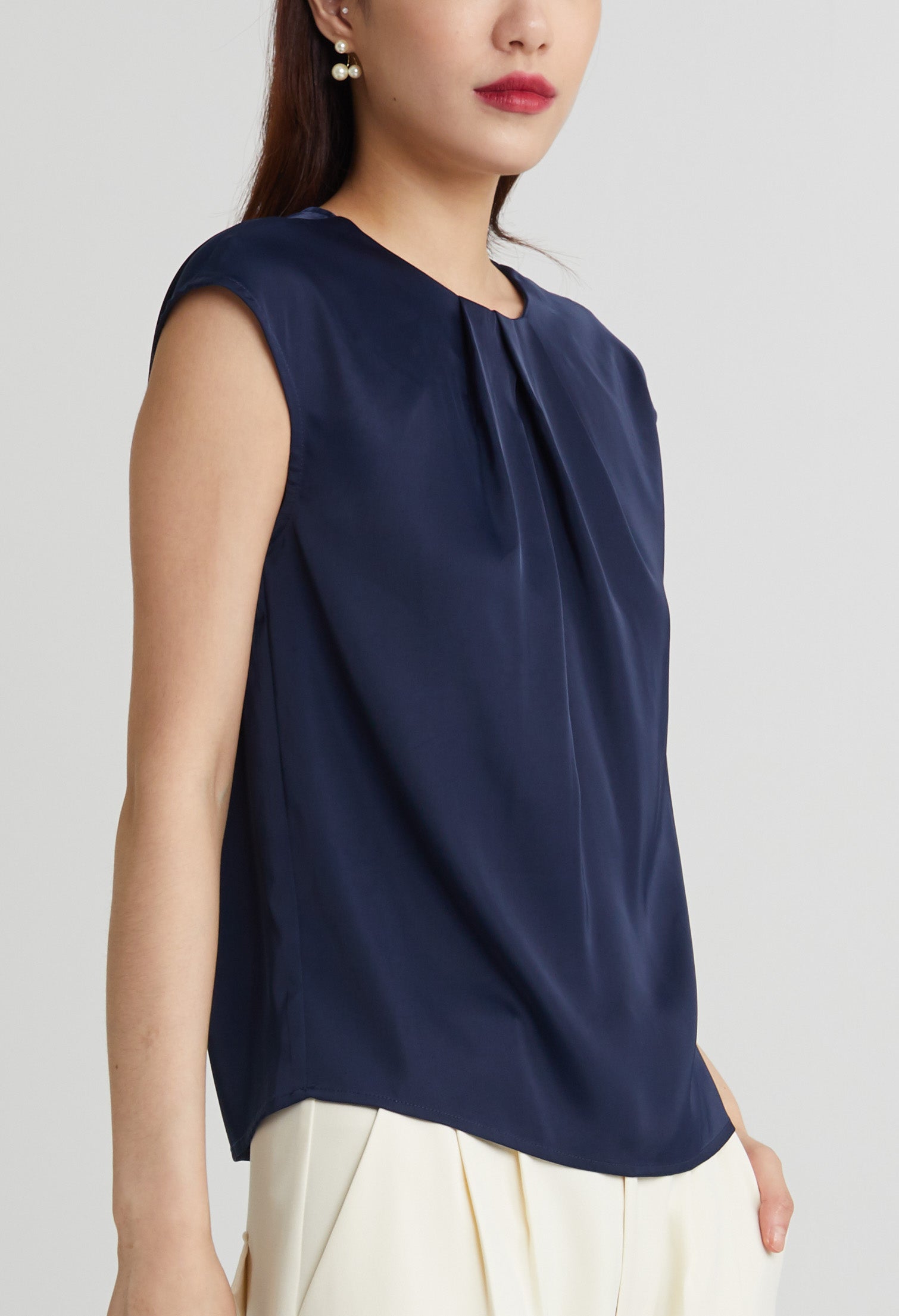 Elegant Silk Cap Sleeve Blouse