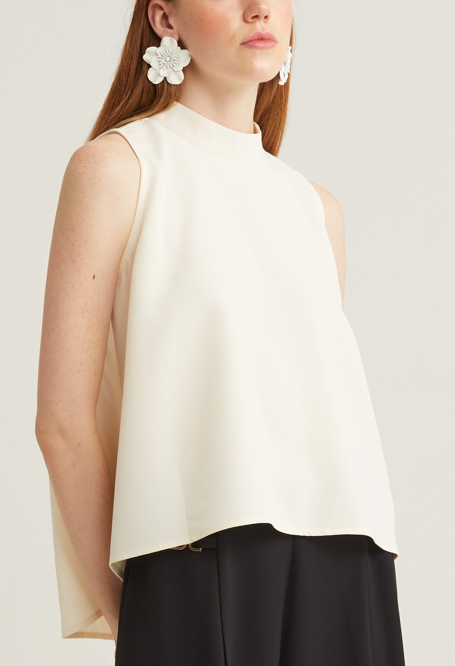 Elegant Faux Button Sleeveless Top