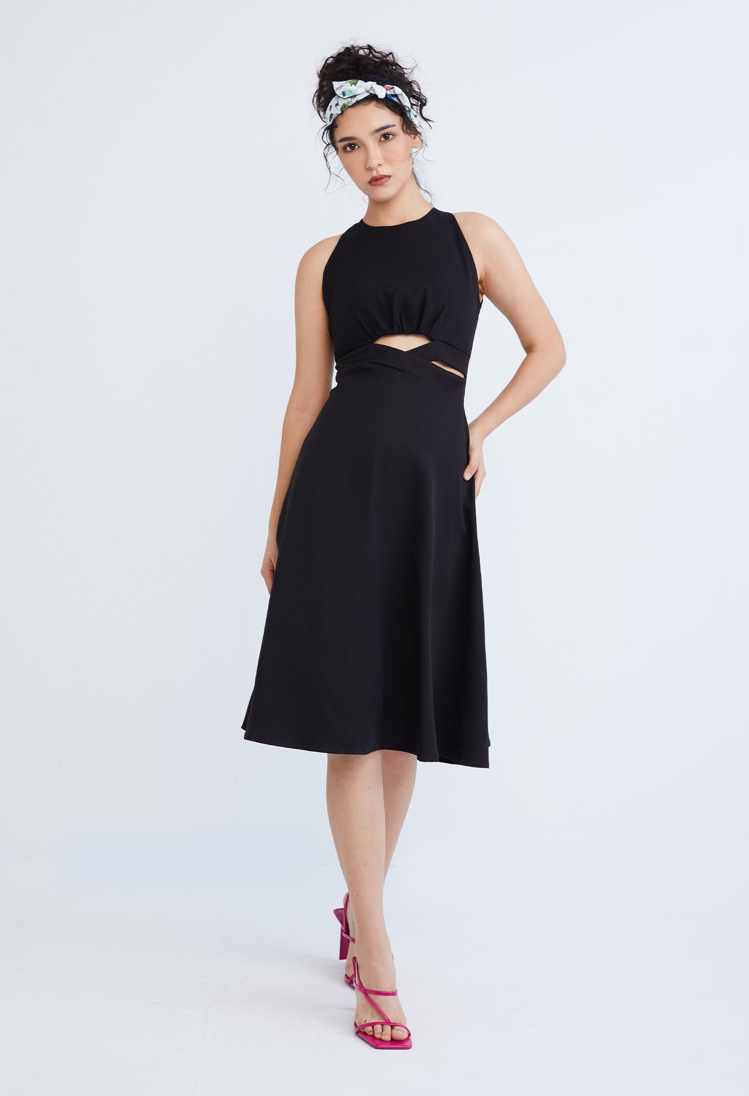 A-Line Cross Bodice Peekaboo Dress