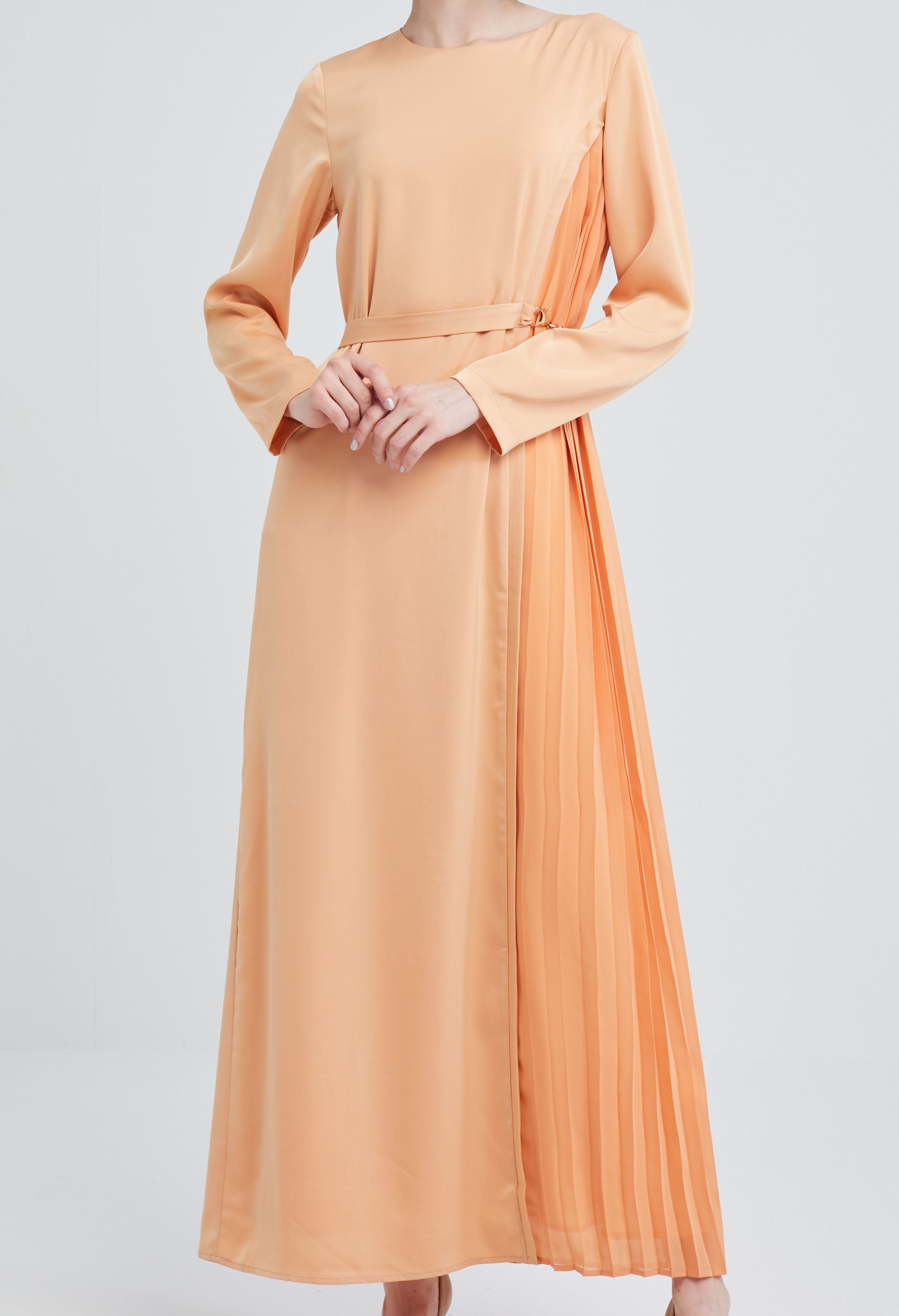 Side Panel Hidden Pleat Maxi Dress