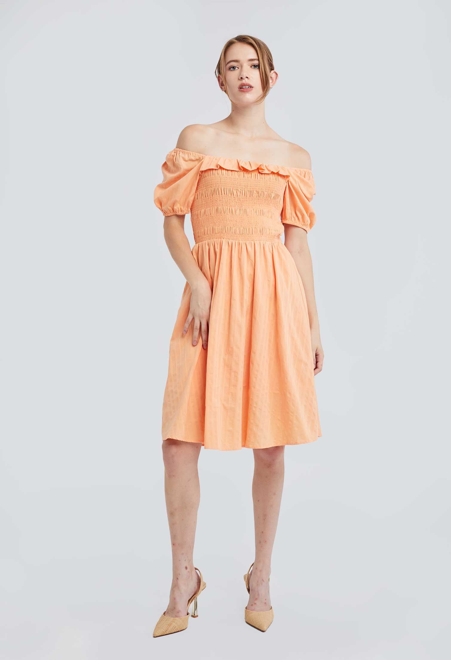 Off Shoulder Smock Dress