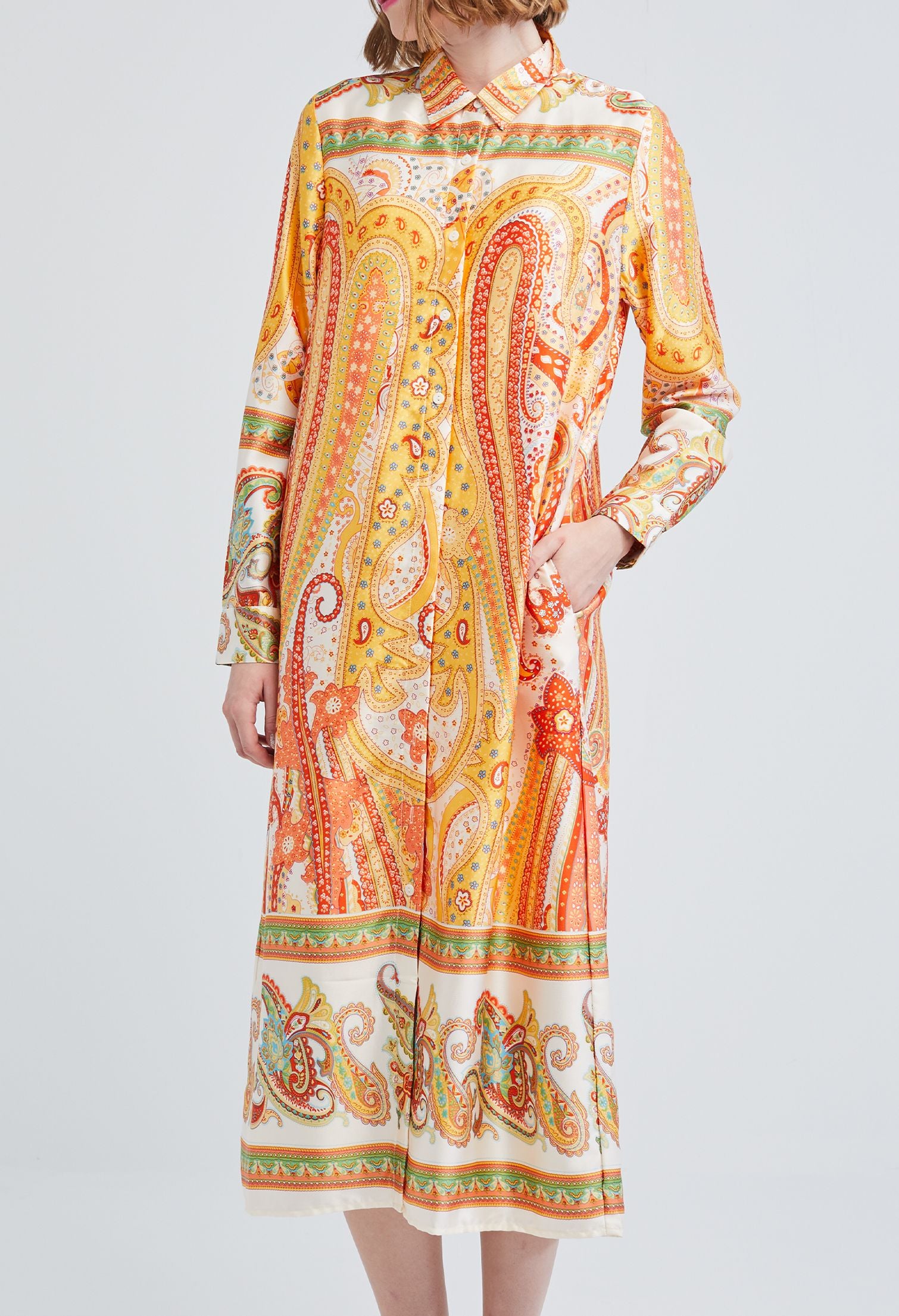 Satin Paisley Patterened Dress