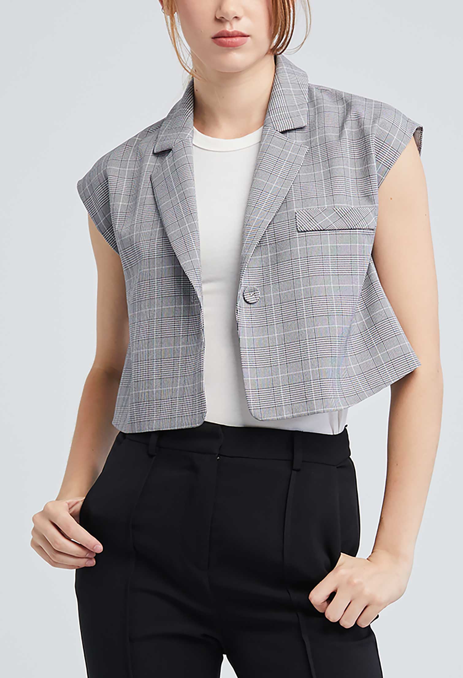 Houndstooth Cropped Jacket